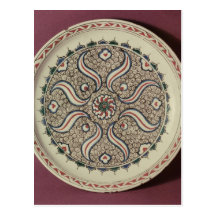 Plate decorated with a flame pattern postcard
