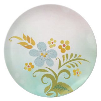 Plate Green Blue Floral DECOR SETS
