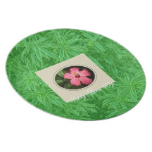Plate.Green. Hibiscus