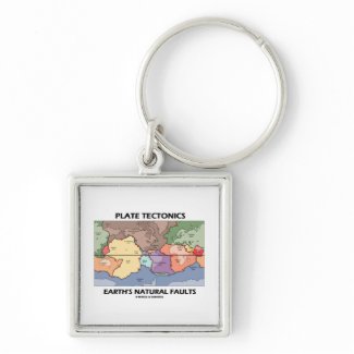 Plate Tectonics Earth's Natural Faults (World Map) keychain