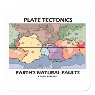 Plate Tectonics Earth's Natural Faults (World Map) sticker