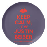 [Two hearts] keep calm, love justin beiber  Plates