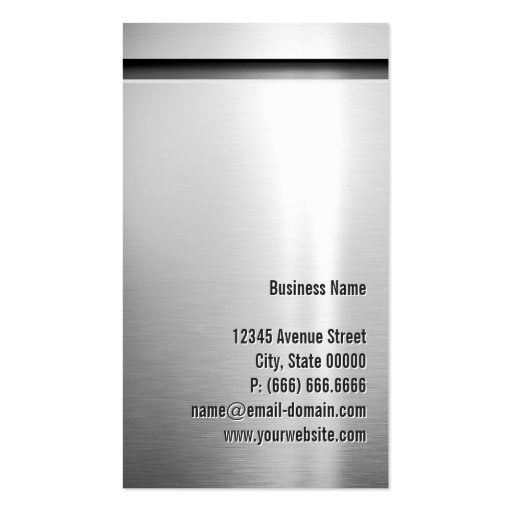 Platinum Aluminum Stainless Steel Look Business Card (back side)