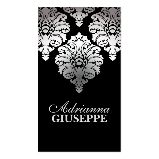 Platinum & Black Lush Damask Mommy Calling Card / Business Card Templates (front side)