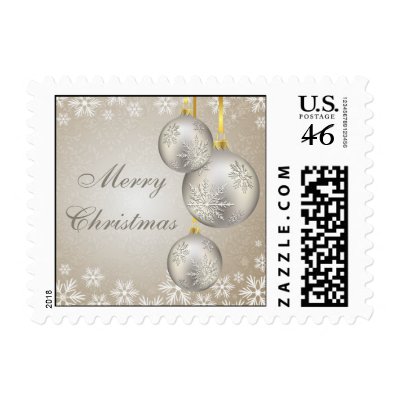 Platinum Gold Christmas Balls and Snow Postage