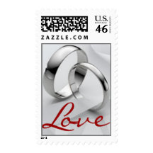 Platinum Love Rings Postage Stamp