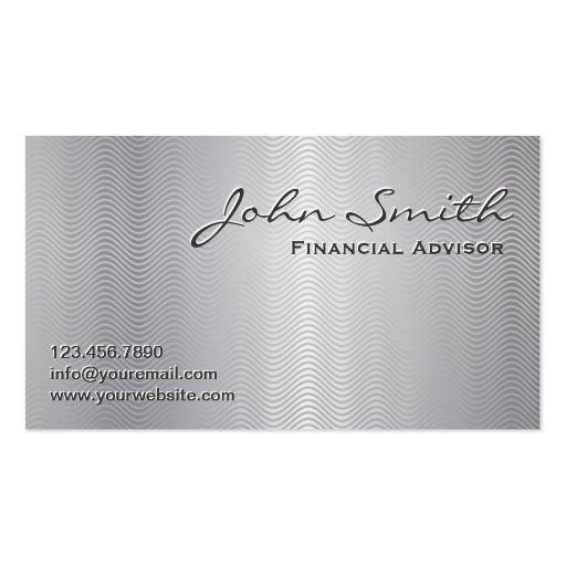 Platinum Metal Financial Advisor Business Card
