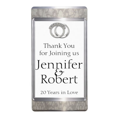Platinum Rings 20th Anniversary Wine Label Zazzle