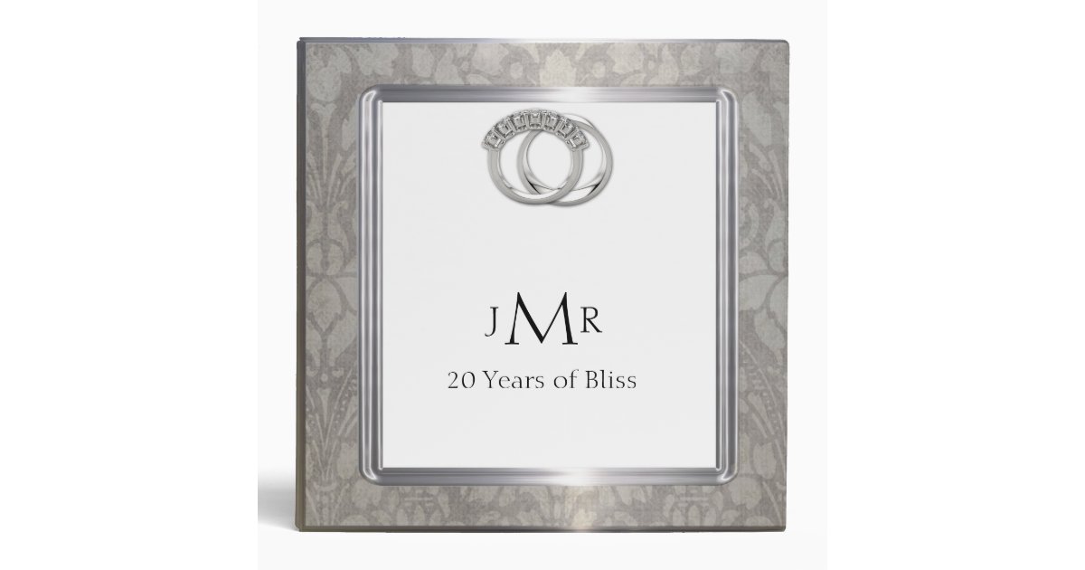 Platinum Rings 20th Wedding Anniversary Binder 