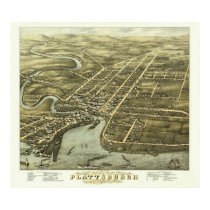 Plattsburgh NY, 1877: Old Print