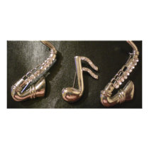 Play a musical note on that Saxaphone Customized Photo Card