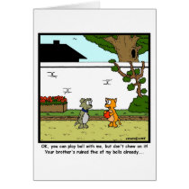 Play Ball: Cat & Dog Cartoon Card