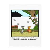 Play Ball: Cat & Dog Cartoon Postcards
