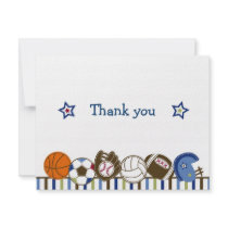 Play Ball Sports Boys Thank You Note Cards Personalized Invitations