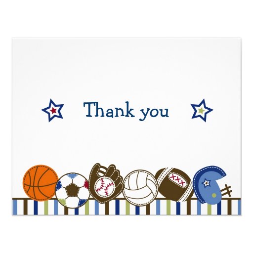 Play Ball Sports Boys Thank You Note Cards Personalized Invitations