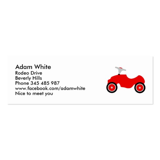 Play car business cards (front side)