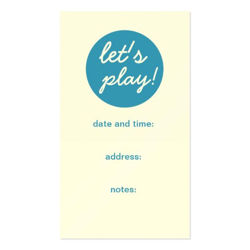 Play Date Appointment Mom Calling Card, Son Business Card Template (front side)