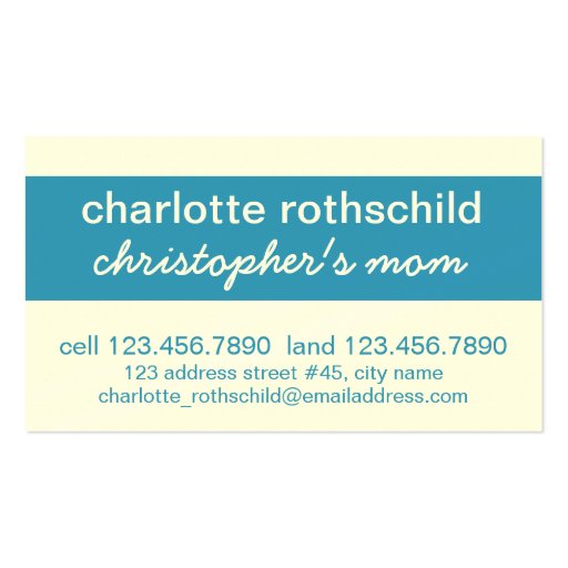 Play Date Appointment Mom Calling Card, Son Business Card Template (back side)