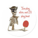 Play Dead Pirate Ping Pong Round Sticker