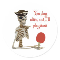 Play Dead Pirate Ping Pong Round Sticker