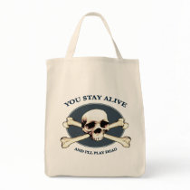 Play Dead Pirate Skull Tote Bags