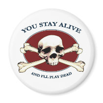 Play Dead Pirate Skull Fridge Magnets