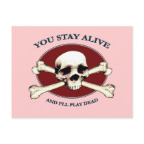 Play Dead Pirate Skull Postcard