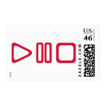 Play pause stop postage stamp