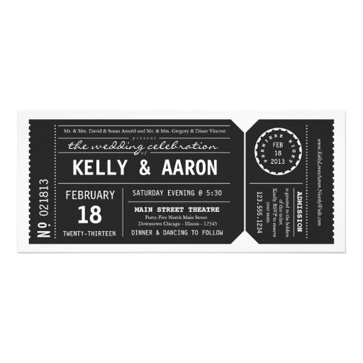 Playbill Theater Ticket Wedding Invitation - Black