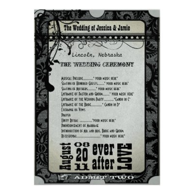 Playbill Wedding Program Metallic Silver Custom Invites