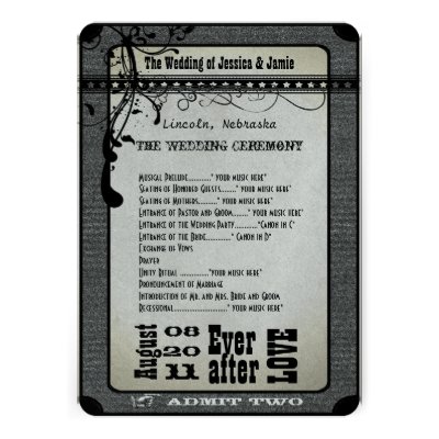 Playbill Wedding Program Metallic Silver Custom Announcement