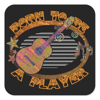 Player Acoustic Guitar Square Sticker