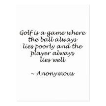 Player Lies Well Golf Design Post Cards