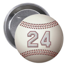 Player Number 24 - Cool Baseball Stitches Pins