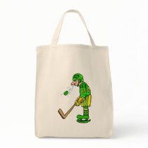 Player spitting out puck bags