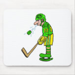 Player spitting out puck mouse pad