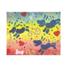 Playful Abstract Weiner dogs Canvas Wrap Canvas Prints