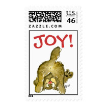 Playful Cartoon Kitten Cat JOY Postage Stamp by zooogle Playful Cartoon Kitten Cat JOY Postage Stamp