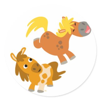 Playful Cartoon Ponies stcker sticker
