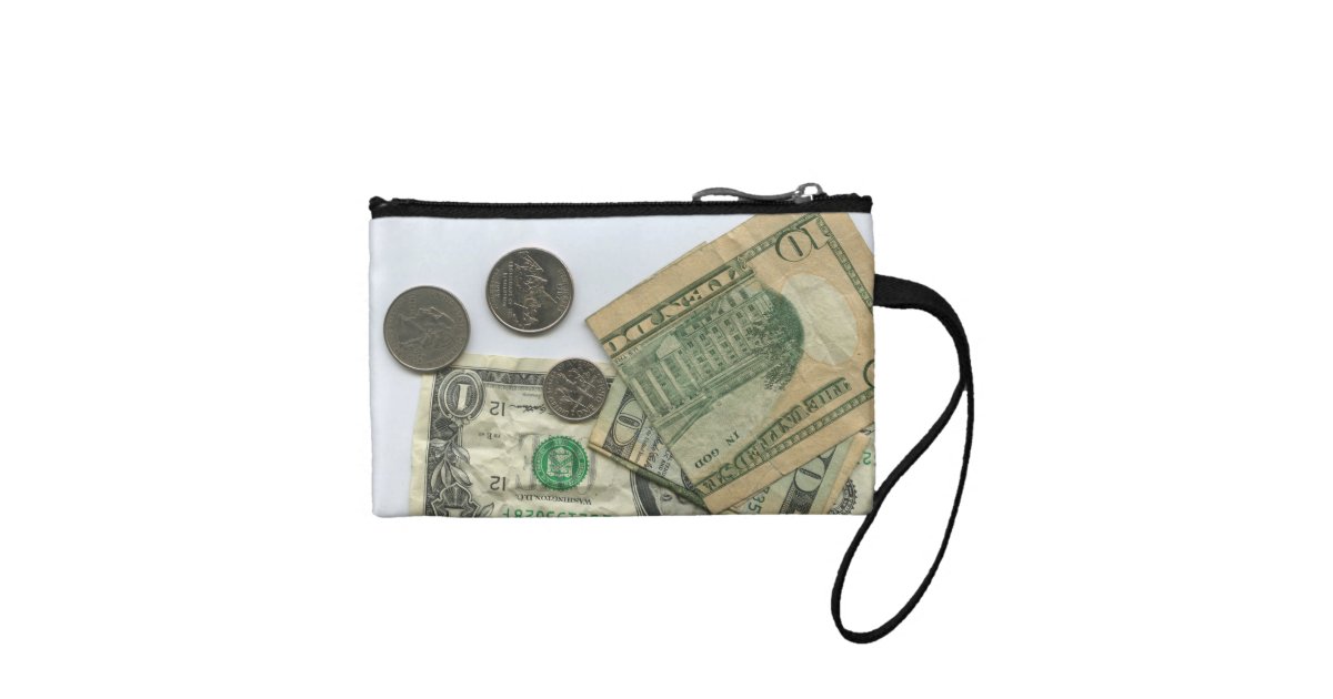 Playful coin purse with dollars and cents. Zazzle
