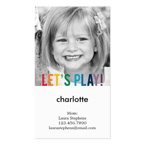 Playful Colors Mommy Card / Play Date Card Business Card Template