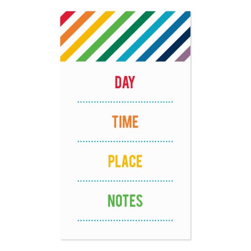Playful Colors Mommy Card / Play Date Card Business Card Template (back side)