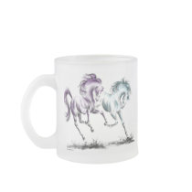 Playful Frolicking Wild Horses Frosted Coffee Mug