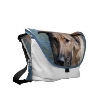Playful German Shepherd Messenger Bag