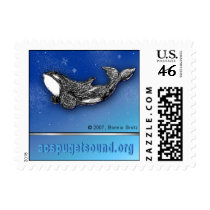 Playful killer whale in snow custom postage postage