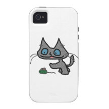 Playful Kitty And His Mouse Toy iPhone 4 Covers
