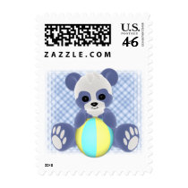 Playful Panda Baby Boy Postage Stamps by mariannegilliand Playful Panda Baby Boy Postage Stamps
