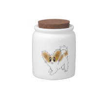 Playful Papillon Puppy Dog Treat Cookie Jar Candy Jars