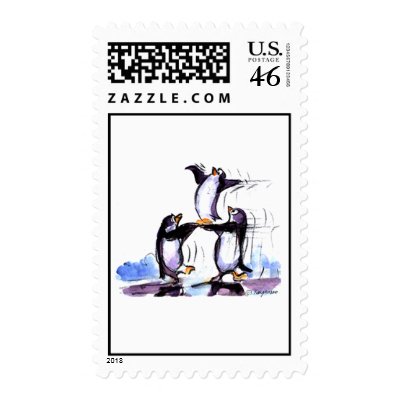 pLaYfUL pEnGuIns Postage Stamps by raycasso