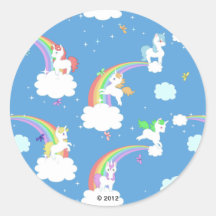 Playful Unicorns Round Stickers